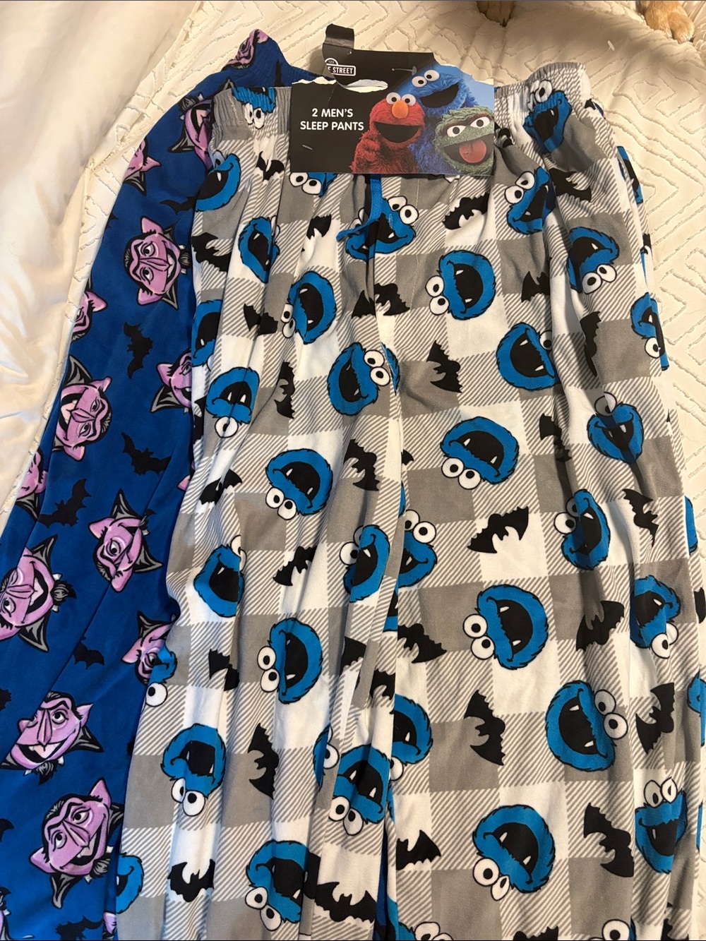 Sesame Street Men's Pajama Pants - Blue & Gray Cookie Monster Print